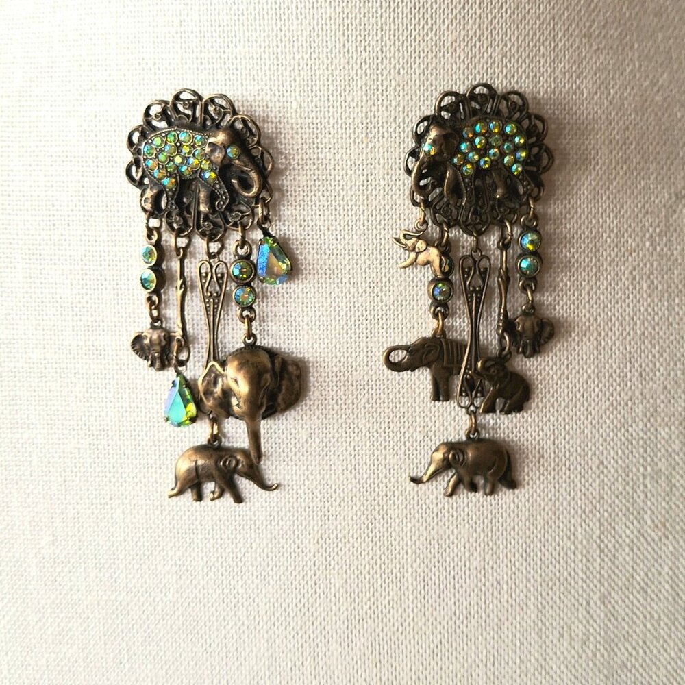 Vintage Aurora Borealis Elephant Earrings